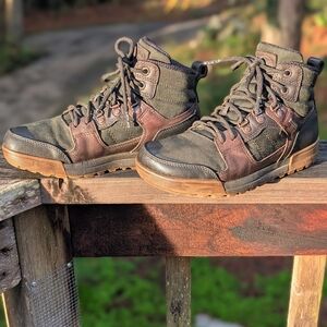 Women's Lems Dark Green and Brown Waterproof Hiking Boots